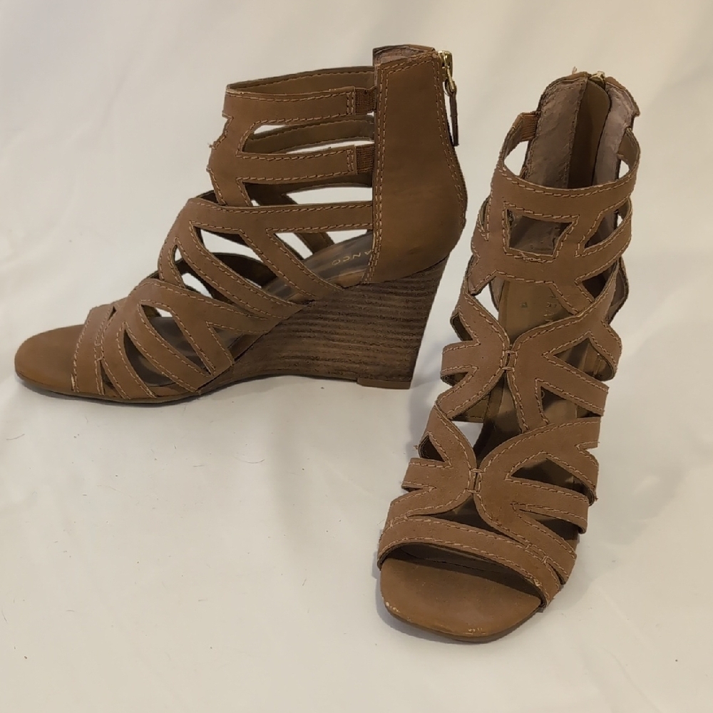 Brown Strappy Wedge Heels